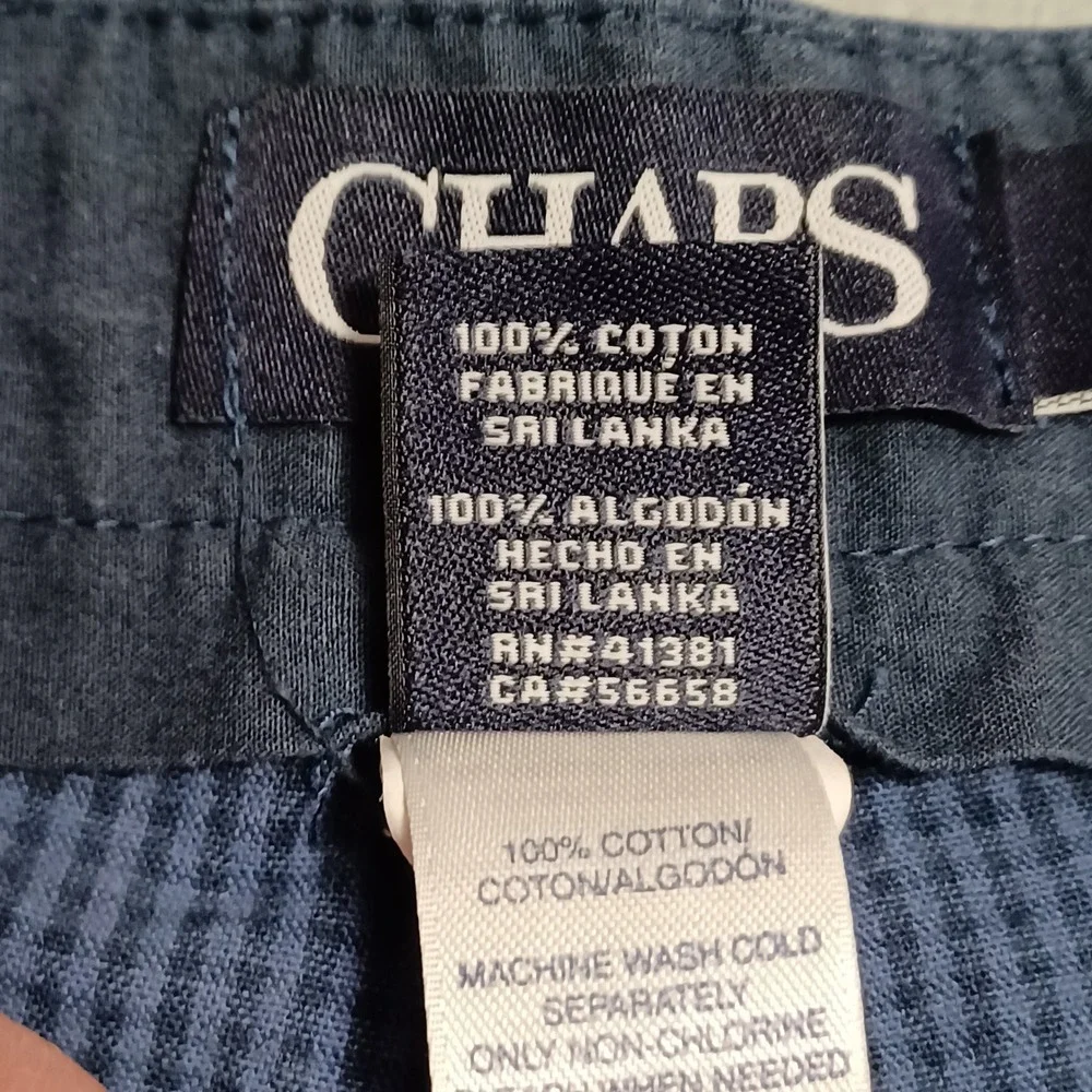 Chaps‎ Shorts Mens 42 Navy Summer NVY Seersucker Micro Check Cotton Flat Front
